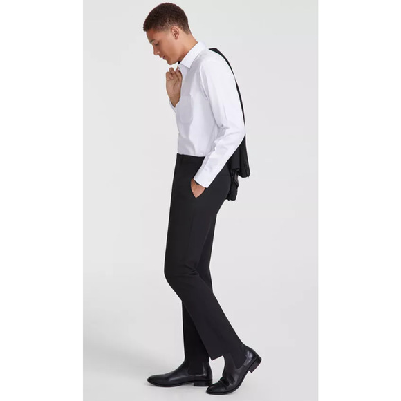DKNY Men Modern Fit Nested Suit Pants Black Size 33W (Pants Only)